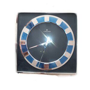 Vintage Junghans German wall clock, blue and silver, numbered, RARE Retro